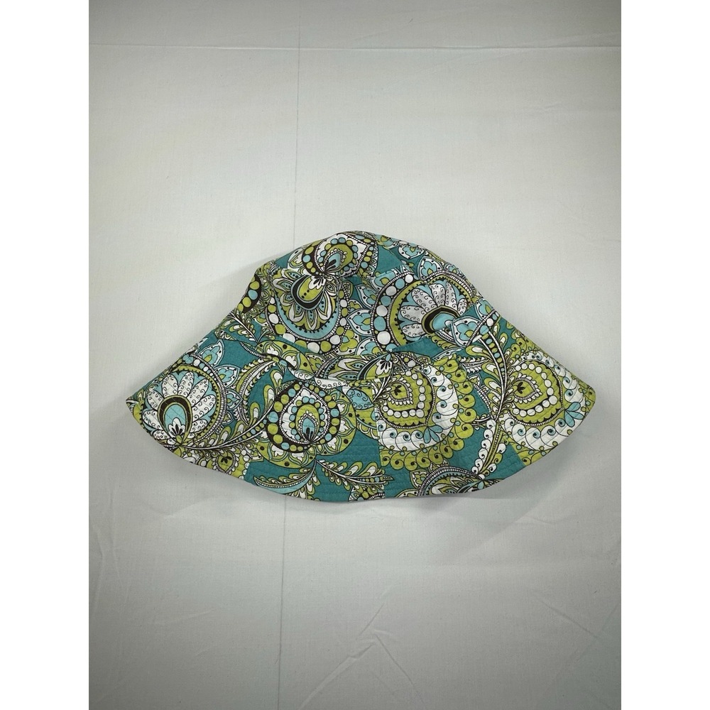 Vera Bradley Reversible Blue Green Retired Paisley Peacock Bucket Hat Sun Beach